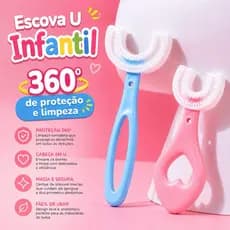 Escova de Dente Infantil em Formato U Aprendizado e Higiene 360° Cerdas Macias Crianças e Bebês