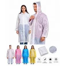 Capa de Chuva Impermeável Com Capuz EVA Reutilizável Unissex Transparente Leve Portátil Várias Cores