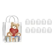 Kit 10 Sacolas PVC com Alça Transparente para Presente Reutilizável Lembrancinha Embalagem Premium