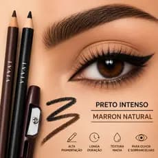 Lápis Para Sobrancelha e Olhos Vivai Preto Marrom Alta Pigmentação Com Apontador