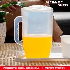 Jarra de Suco Plástico Resistente Capacidade de 3,7 Litros Com Alça  e  Tampa de Vedação Anti Vazamento, Design, Moderno
