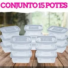 Kit Conjunto 15 Potes Plasticos BPA FREE Marmita Freezer Cozinha Organização De Casa Geladeira Alimentos  Envio Imediato