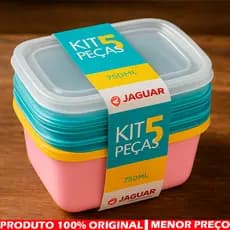Kit com 5 Potes de Plástico 750ml com Tampa e Vedação - BPA Free Mantimentos Marmita Cozinha