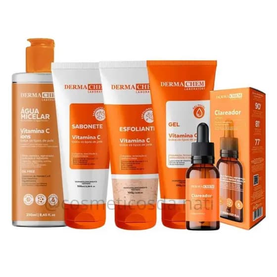 Kit Skin Care Vitamina C Clareador Anti Idade Anti Manchas Limpeza de pele Dermachem