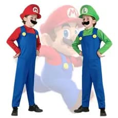 Fantasia Super Mario Bros e Luigi Completa Com Quepe Bigode e Luvas Reino Gogumelo Mario Vídeo Game