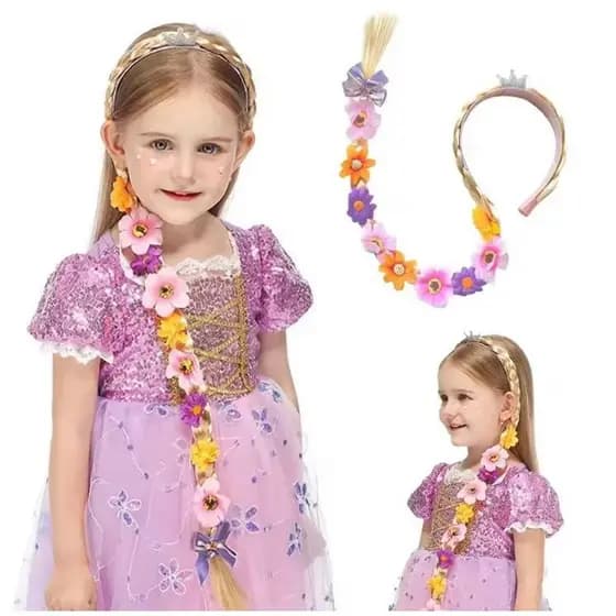 Trança Rapunzel Tiara Arco Princesa Enrolados Disney Flores
