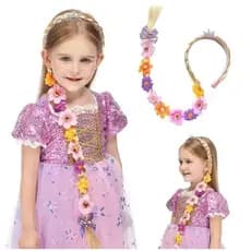 Trança Rapunzel Tiara Arco Princesa Enrolados Disney Flores