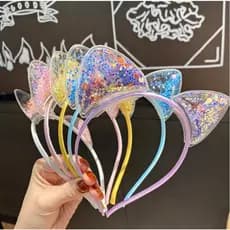 Tiara Arquinho Orelha Gatinho Gatinha Paetê Moda Gabi Gato Diadema Lantejoulas Brilho Orelhinhas