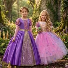 Vestido Fantasia Princesa Rapunzel Brilhante Enrolados F