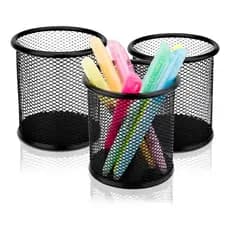 Conjunto 2 Porta Lápis Ferro Cestas Organizadoras De Mesa Cor 2x Redondo