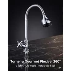 Torneira Gourmet Flexível 360° Cozinha Mesa 2 Jatos