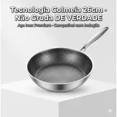 Frigideira Antiaderente Colmeia Inox 26cm Premium