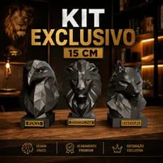Kit Decorativo Leão Águia Lobo Premium Foco Disciplina Execução