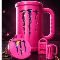 Kit Suporte / Porta Lata / Caneca Energético + Abridor + Tampa