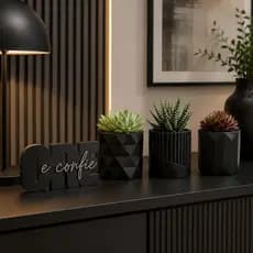 Kit com 3 Vasos e Escultura Ore e Confie Decorativa Enfeite Moderno para Casa, Sala e Escritório