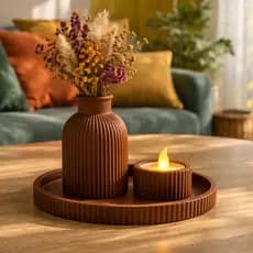 Kit Decoração para escritório casa minimalista com Bandeja, Vaso e Porta Vela
