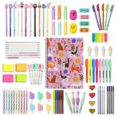 Kit Caixa Surpresa Papelaria Fofa Kawaii com Lápis Marca texto Caneta Caderno Material Escolar Presente Aniversário