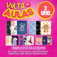 Kit Cadernos Universitários Femininos A4 Capa Dura 10 Matérias 160 Folhas 2 ou 3 Unid