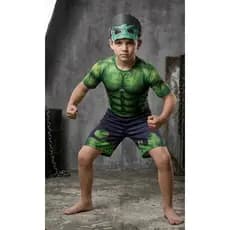 Fantasia Super Herói Hulk Infantil Menino Infantil Fantasia Curto com Mascara E.V.A Festa