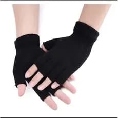 1/2/3 Par de Luva Sem Dedo De Lã Básico 7 ao 17 anos Inverno Frio preto Juvenil unisex
