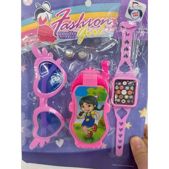 Brinquedo ( Relogio Telefone Óculos ).  Rosa Menina Fashion