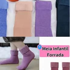 1/2/4/6 Pares de MEIA INFANTIL Térmica Canelada Forrada de Inverno. Menina ou Menino