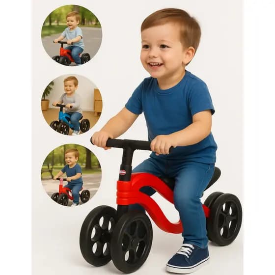Bicicleta De Equilíbrio Infantil Futurista Sem Pedal 4 Rodas