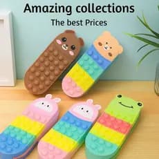 Estojo Pop It Escolar Infantil Animais Divertidos Organizador Material Escolar Criança