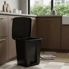 Lixeira 16 Litros Preta Cesto Com Tampa Grande Com Pedal Escritório Banheiro Cozinha
