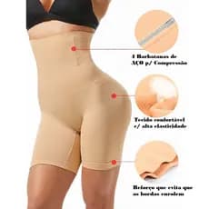 SHORT CINTA MODELADORA ORIGINAL 4 Barbatanas – Alta Compressão, Não Enrola, Empina Bumbum