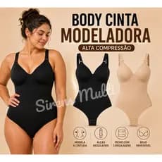 Body Cinta Premium Modelador Alta Compressão Bojo Removível Redutor Medidas Cintura Alça Ajustável