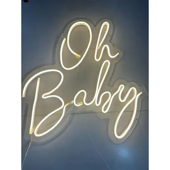 Luminária Led Neon de Acrílico Cristal "Oh Baby" 50 cm