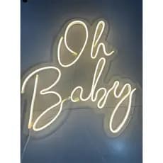Luminária Led Neon de Acrílico Cristal "Oh Baby" 50 cm