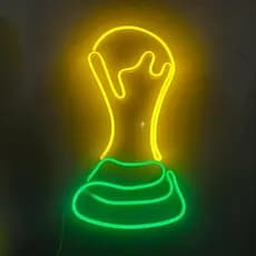 Luminária Led Neon de Acrílico Cristal - TAÇA COPA - COPA DO MUNDO 2026 - BRASIL - 40 cm