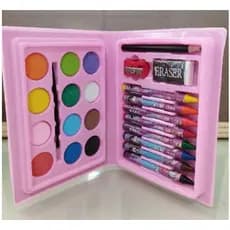 Estojo Canetinha Maleta Material Escolar Pintura 24 Peças