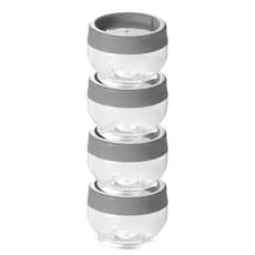 Porta Temperos Condimentos Gire E Trave Encaixe 4 Potes Cor Cinza