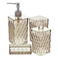 Jogo Luxo De Lavabo Banheiro Glamour Ambar Kit 4 Unidades Utilidade Decoração Plasutil