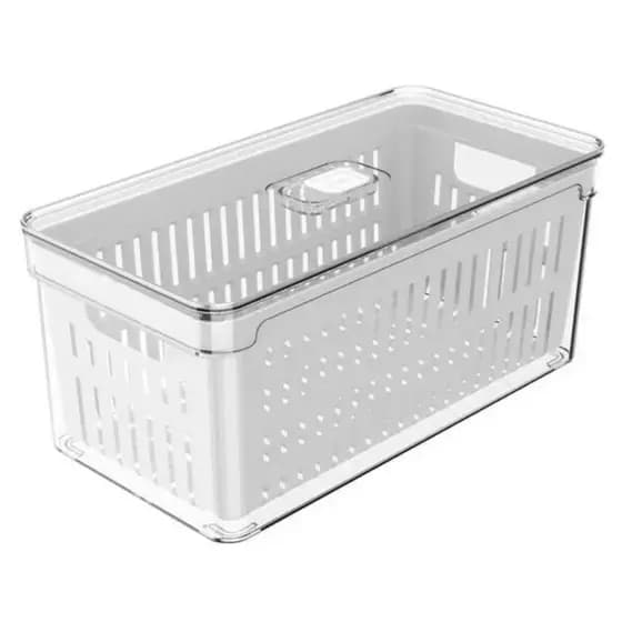 Organizador De Geladeira Com Escorredor Tampa 5l Clear Fresh Cor Transparente
