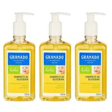 3 Sabonetes Granado Líquido Glicerina Bebê Tradicional 250ml