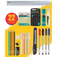Kit Completo 22 Itens para Estudo e Escritório Bazze Material Escolar, Faculdade e Home Office