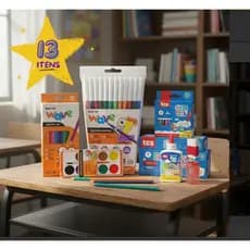 Kit escolar completo infantil material escolar econômico 13 itens