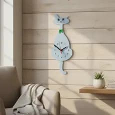 Relógio de Parede Criativo Gato com Movimento (Branco)