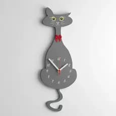 Relógio De Parede Criativo Gato Cinza Com Movimento