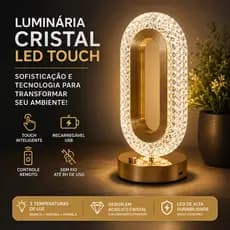 Luminária Abajur Mesa Cristal LED Touch Recarregável USB Acrílico Luxo 3 Tons de Luz Cabeceira