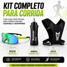 Kit Corrida Completo com Óculos Polarizado UV400 + Soft Flask 500ml + Colete Refletivo Running Trail
