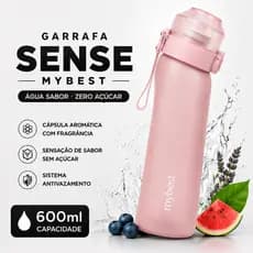 Garrafa Sensorial MyBest Sense 600ml Rosa Compatível com Cápsula Aromática Água Saborizada