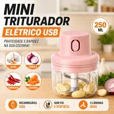 Mini Triturador Elétrico de Alimentos USB Recarregável 250ml Triturador de Alimentos 3 Lâminas Inox