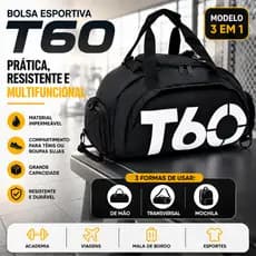 Bolsa Esportiva Multifuncional Transversal T60 Bolsa Academia Bolsa Viagem Mochila Impermeável