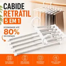 Cabide Retrátil 5 em 1 Organizador Multifuncional Aço Inox para Calças Roupas Cabide Mágico BP-14000