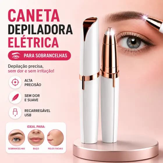 Caneta Depiladora de Sobrancelha Recarregável USB Removedor de Pelos Buço Depilador Elétrico